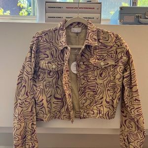 Isalis Liam Cropped Denim Jacket in Lilac Swirl / Small NWT